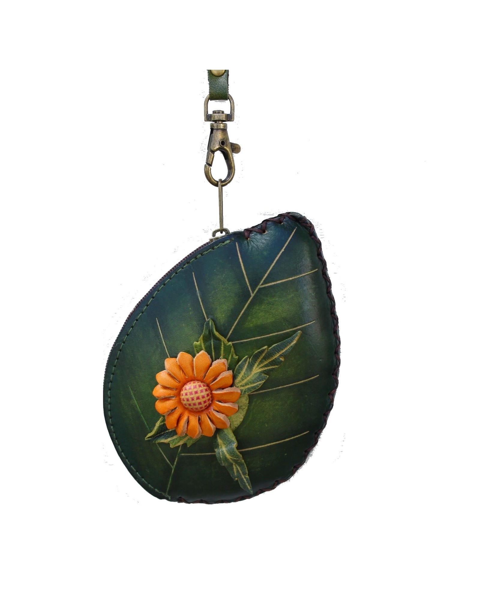 Leather Sunflower Coin Purse Wallet Wristlet