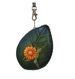 Leather Sunflower Coin Purse Wallet Wristlet