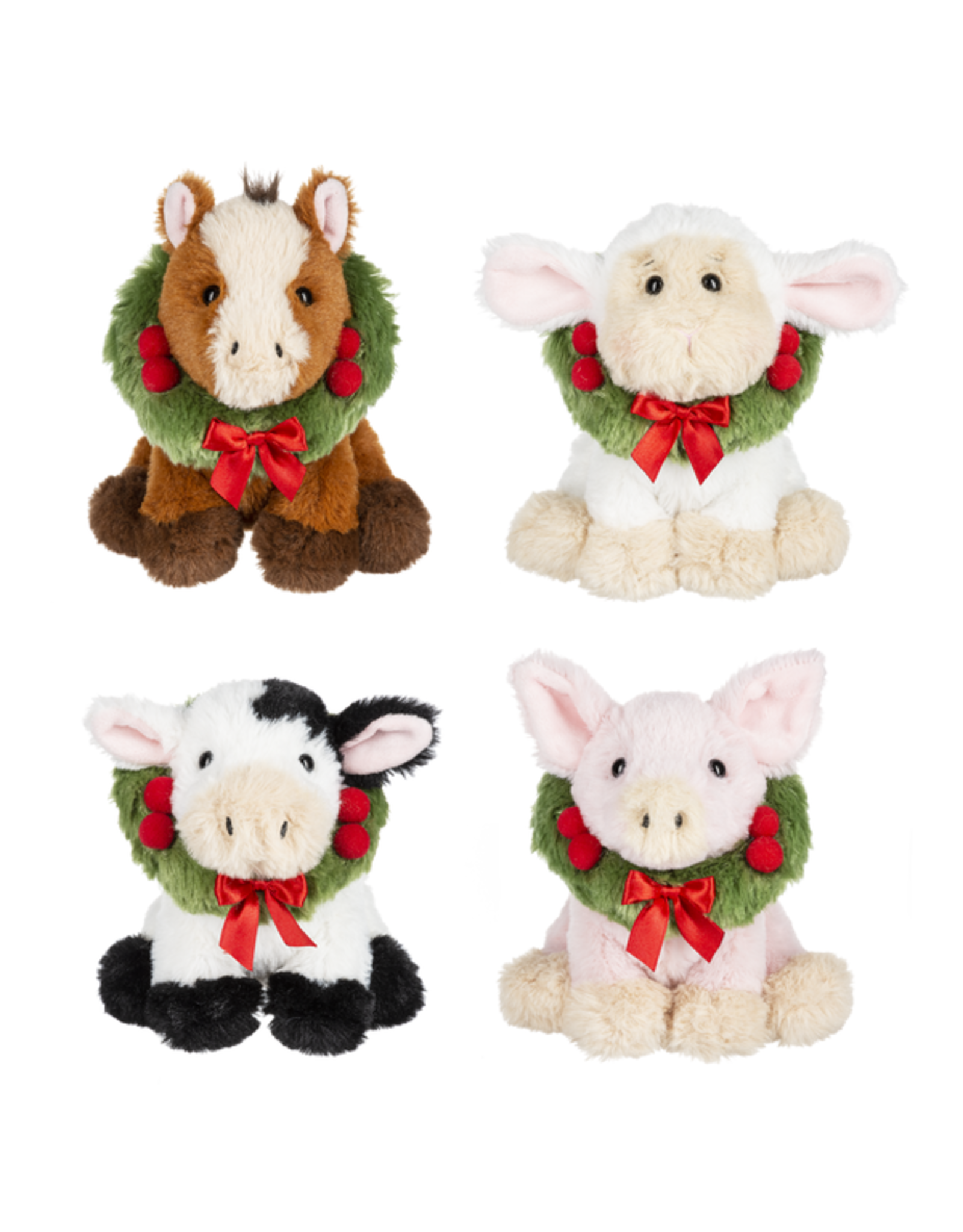 6" Stuffed Animals With Wreaths