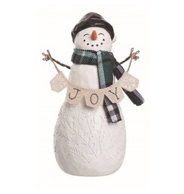 Resin White Cheery Snowman Figurine