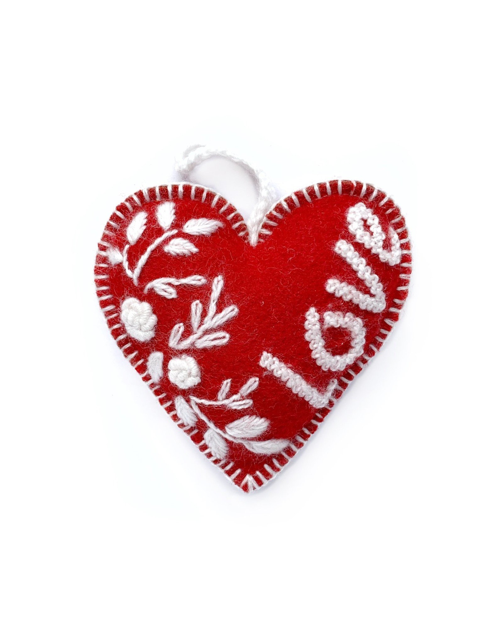 Red Love Heart Wool Ornament