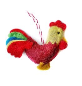 Felt Rooster Wool Ornament
