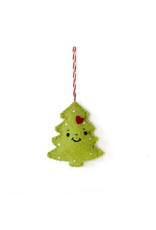 Felt Smiling Green Christmas Tree Wool Felted Ornament
