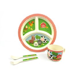 Tiny Mills Farm Animal 4 Pc. Eco Friendly Dinnerware Set