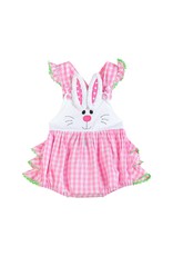 Pink Bunny Face Gingham Ruffle