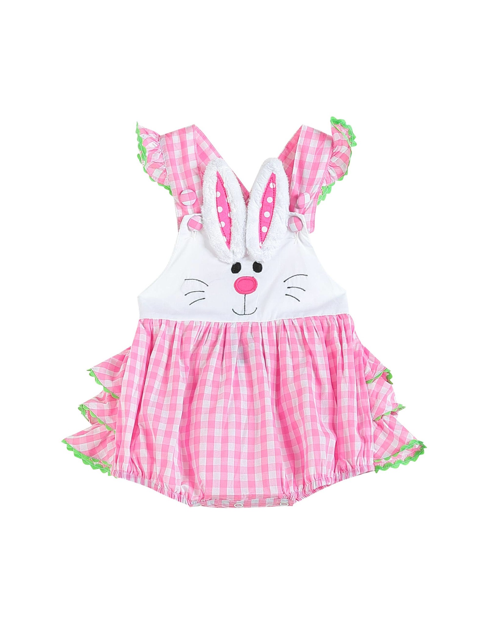Pink Bunny Face Gingham Ruffle