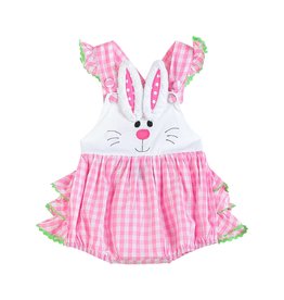 Pink Bunny Face Gingham Ruffle