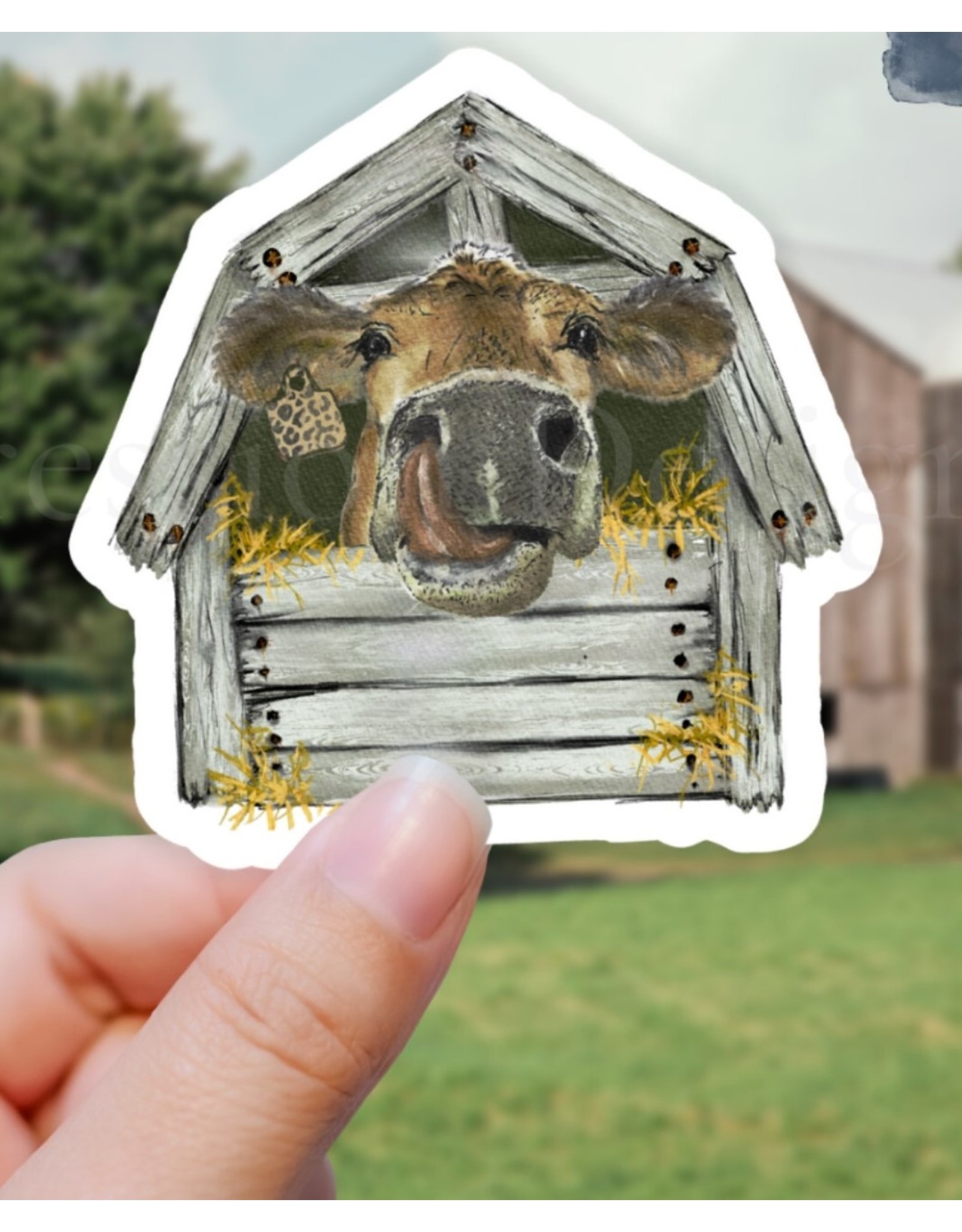 Expression Design Cow With Barn Vinyl Sticker