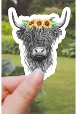 Expression Design Highland Cow Vinyl Sticker Black