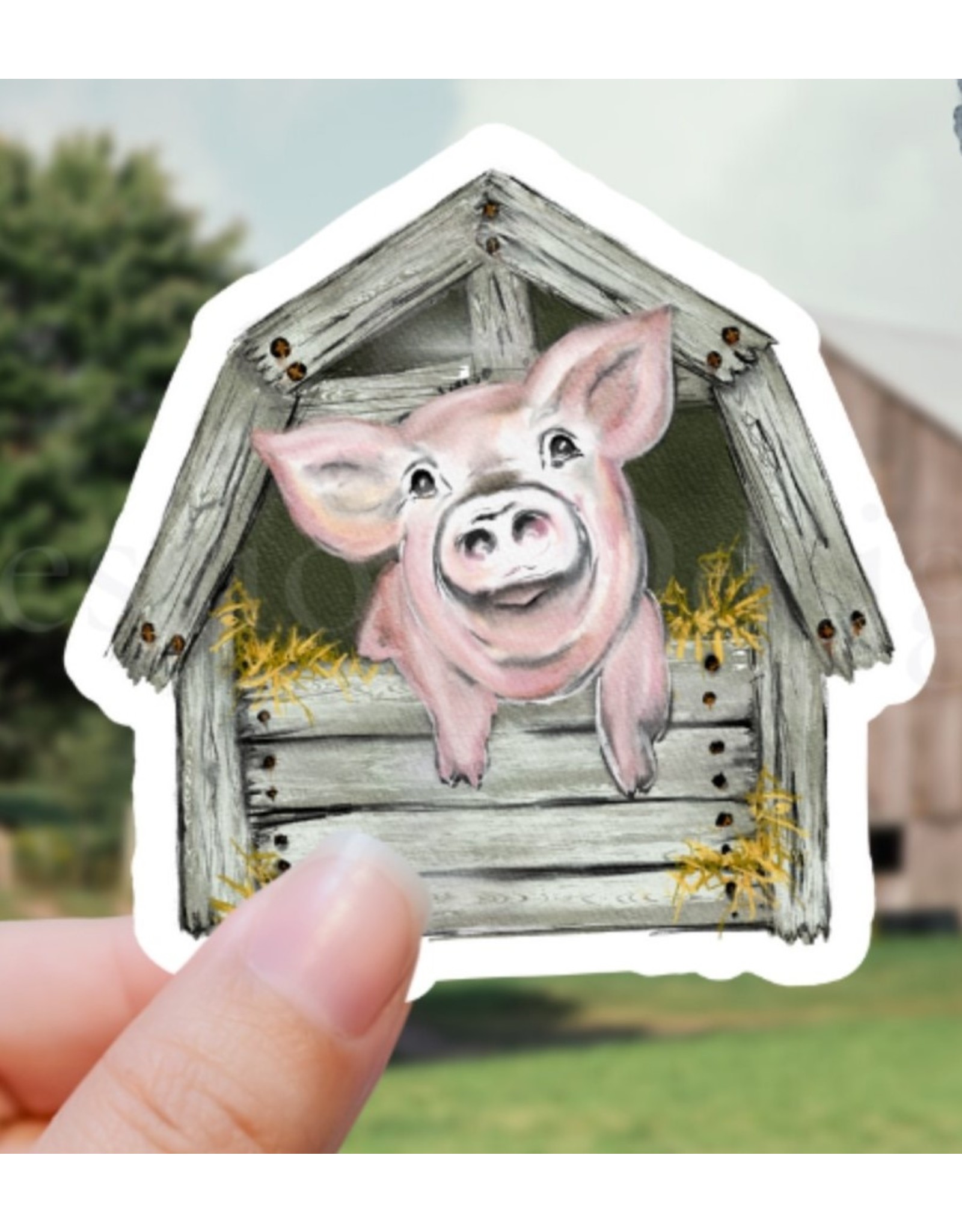 Expression Design Pig With Barn Vinyl Sticker