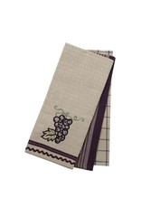 Accent Linens 3 Pc. Tea Towel Set - Grapes and Vine Design