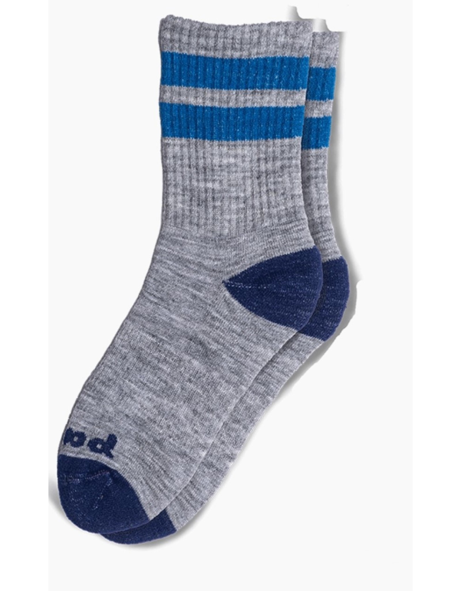 Pacas Inc Kid’s Grey & Blue Striped Crew Socks
