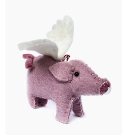 Flying Pig Felted Wool Christmas Ornament