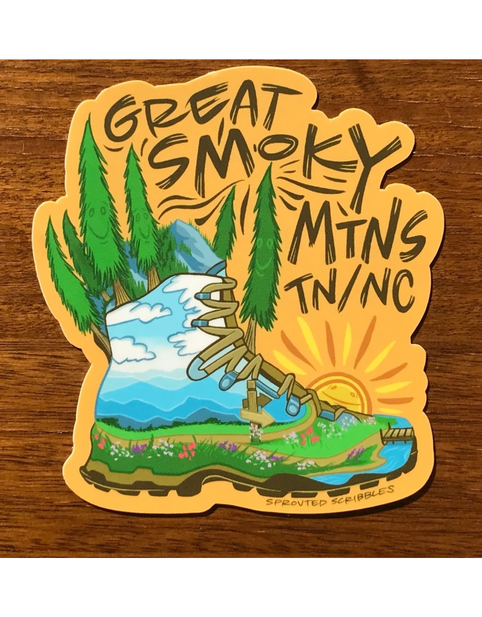 Sprouted Scribbles Great Smoky Mountain Boot Sticker