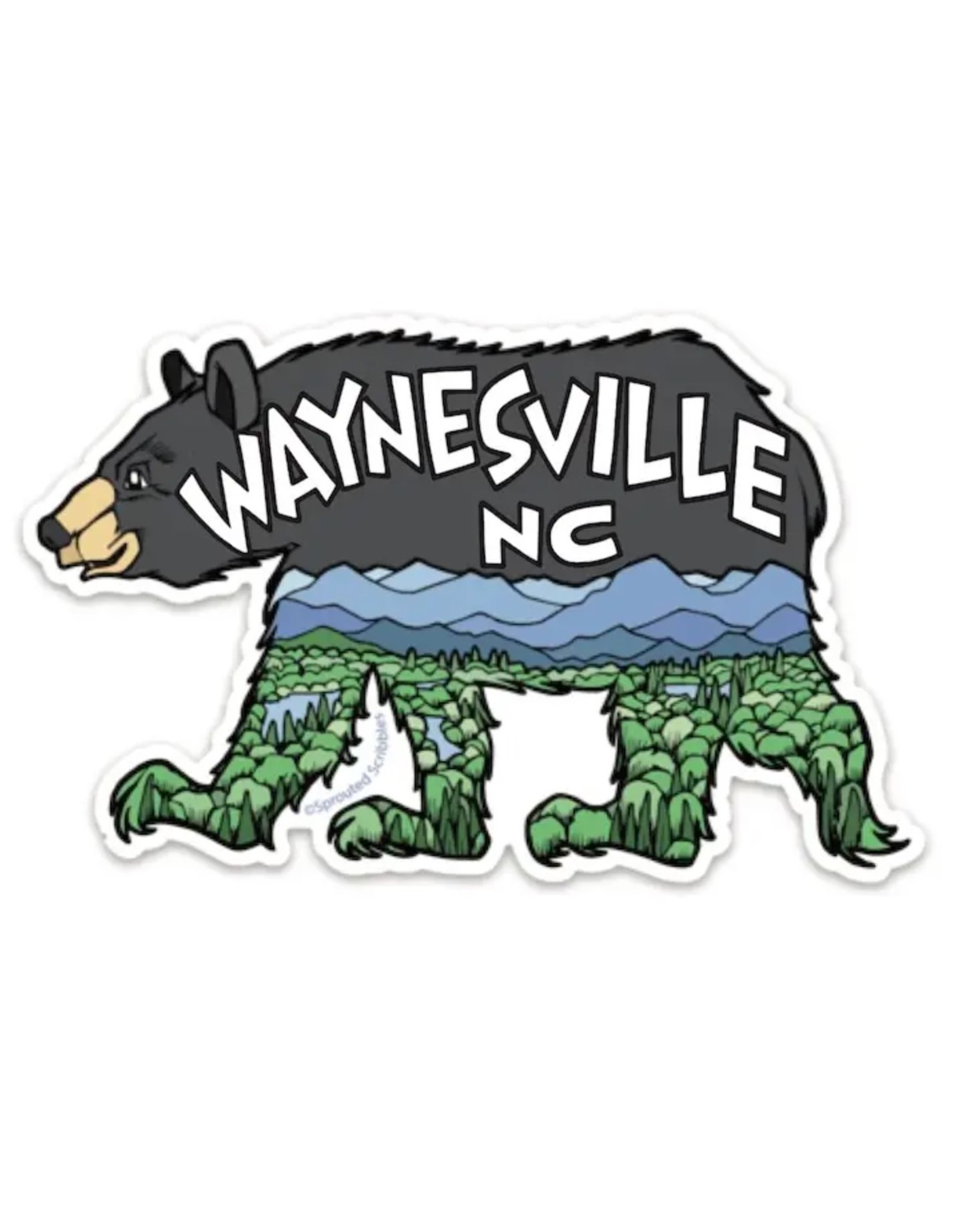 Sprouted Scribbles Waynesville Bear Sticker
