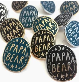 Bonbi Forest Papa Bear Silver Plated Enamel Pin Black