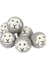Mama Moon Smiling Sheep Hand Felted Wool Dryer Balls - Gray & White
