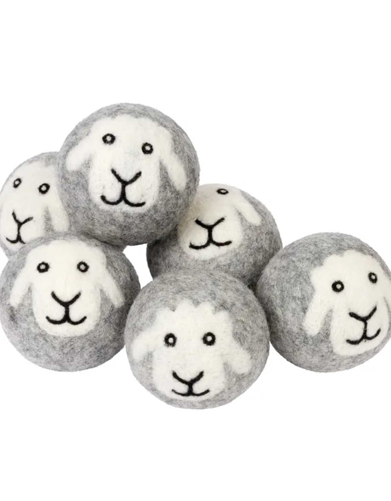 Mama Moon Smiling Sheep Hand Felted Wool Dryer Balls - Gray & White