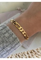 Amady Jewelry Figaro Chunky Flat Gold Chain Bracelet