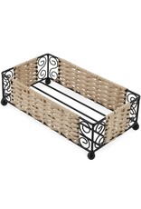 Wire & Rattan Guest Towel Caddy Natural & Black