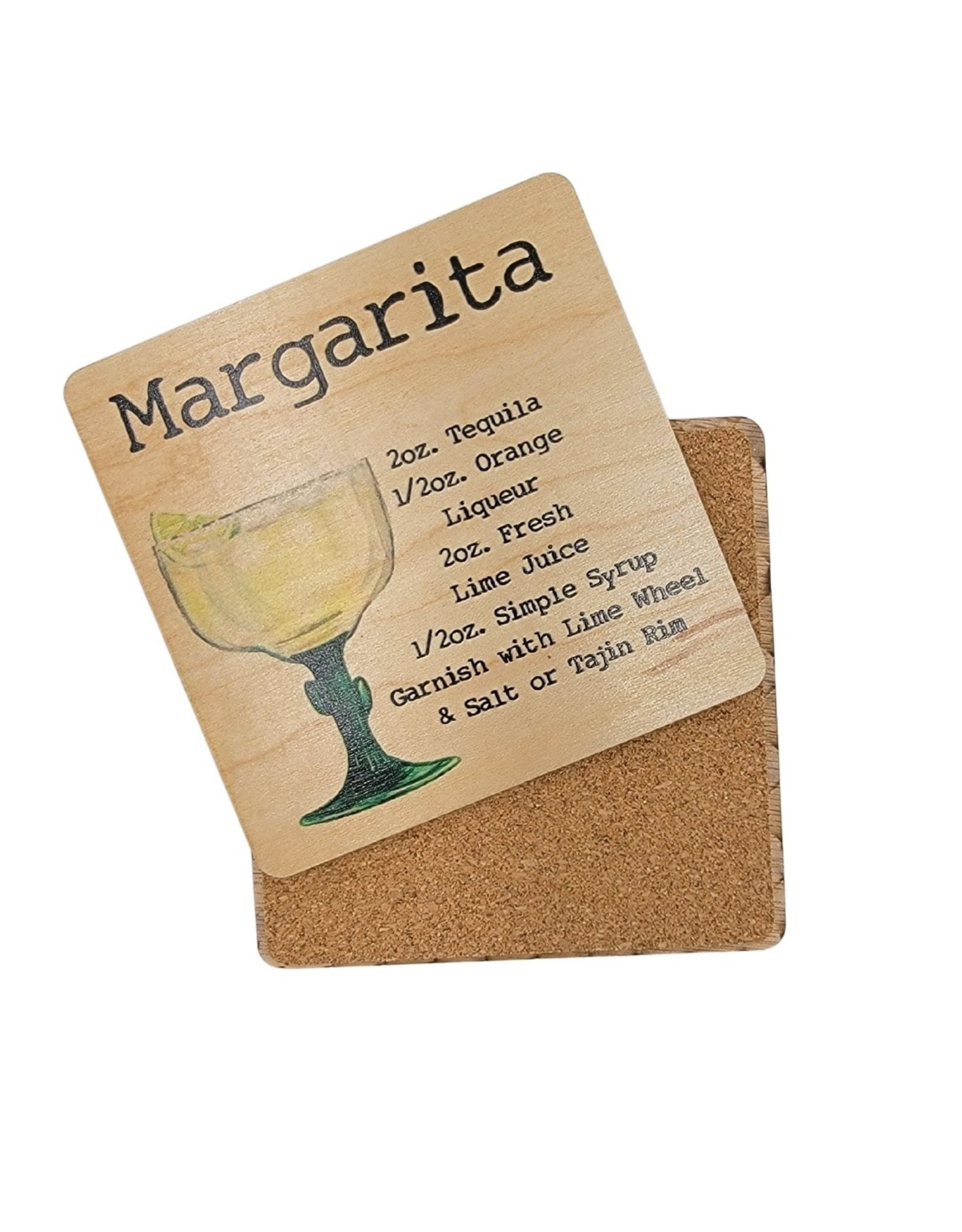 Margarita Cocktail Wooden Bar Coaster