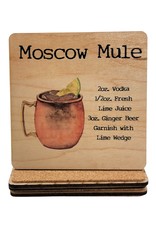 Moscow Mule Cocktail Wooden Bar Coaster