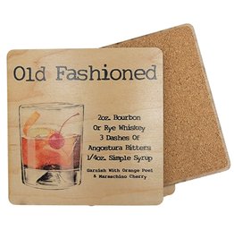 Old Fashioned Cocktail Wooden Bar Coaster