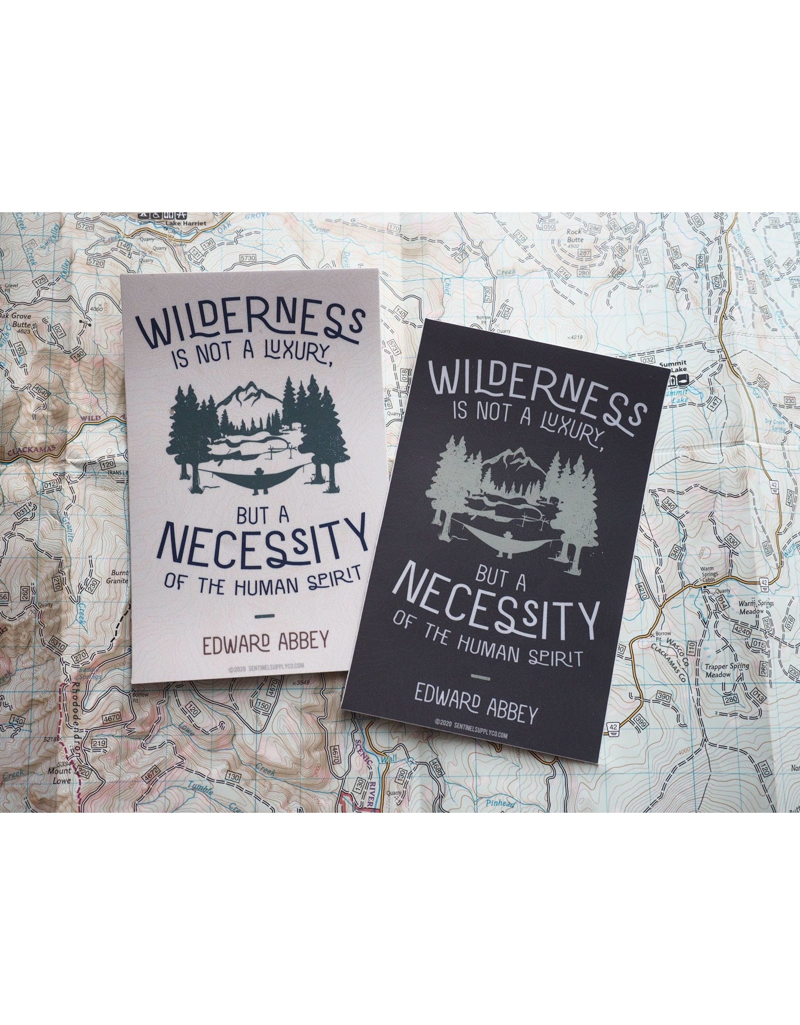 Sentinal Supply Edward Abbey Wilderness Quote Sticker  Dark Grey