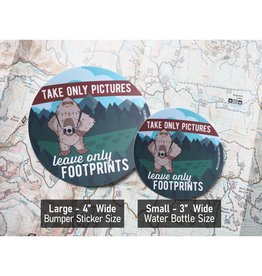 Sentinal Supply Leave Only Footprints Cute Camping Sasquatch Sticker  Water Bottle Size - 3"