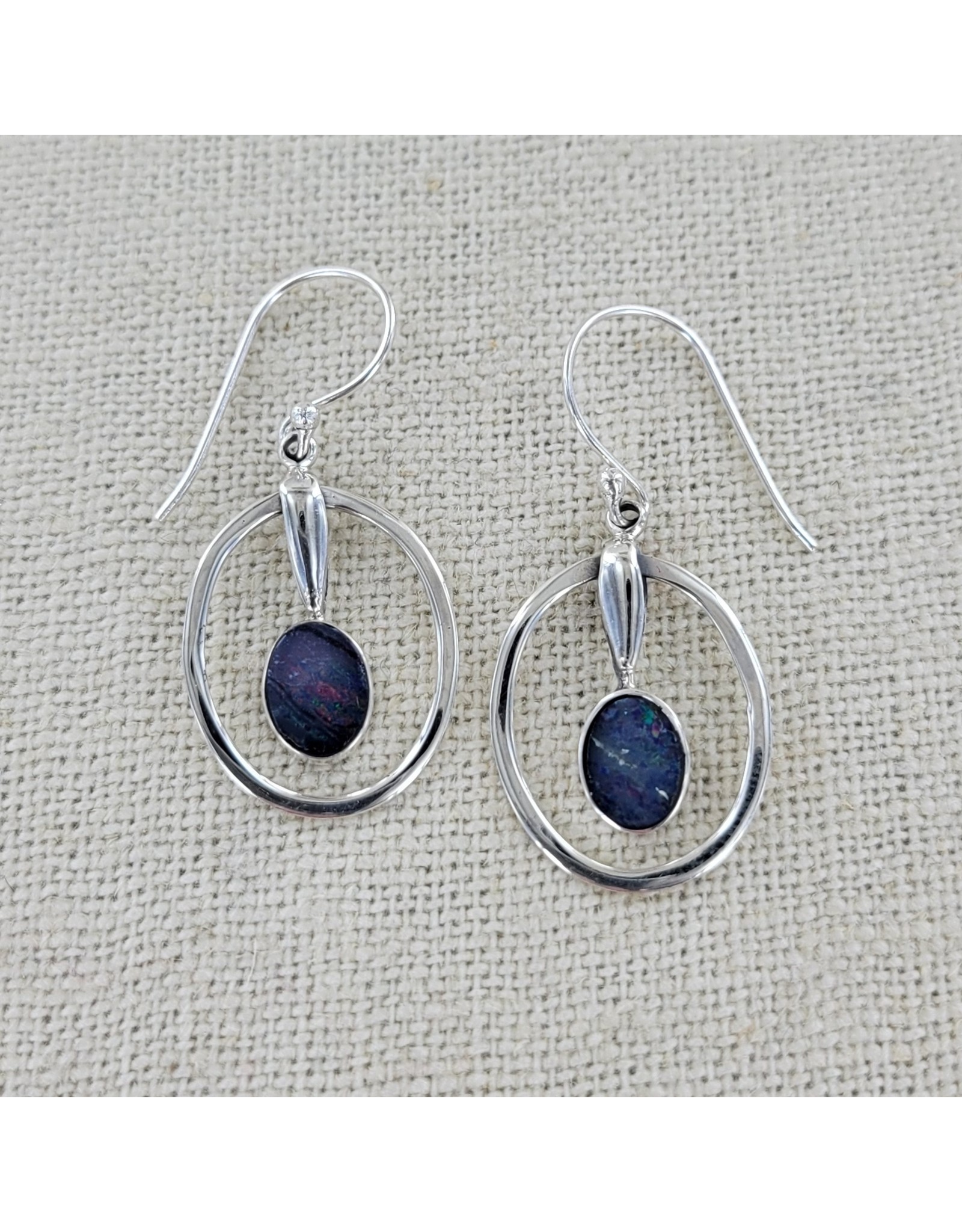 Sadie Green's Jewlery Lapis Sterling Silver Hoop Dangle Earrings