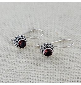 Sadie Green's Jewlery Garnet Sterling Silver Round Dangle Earring