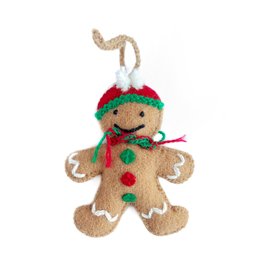 Gingerbread Man Embroidered Wool Ornament