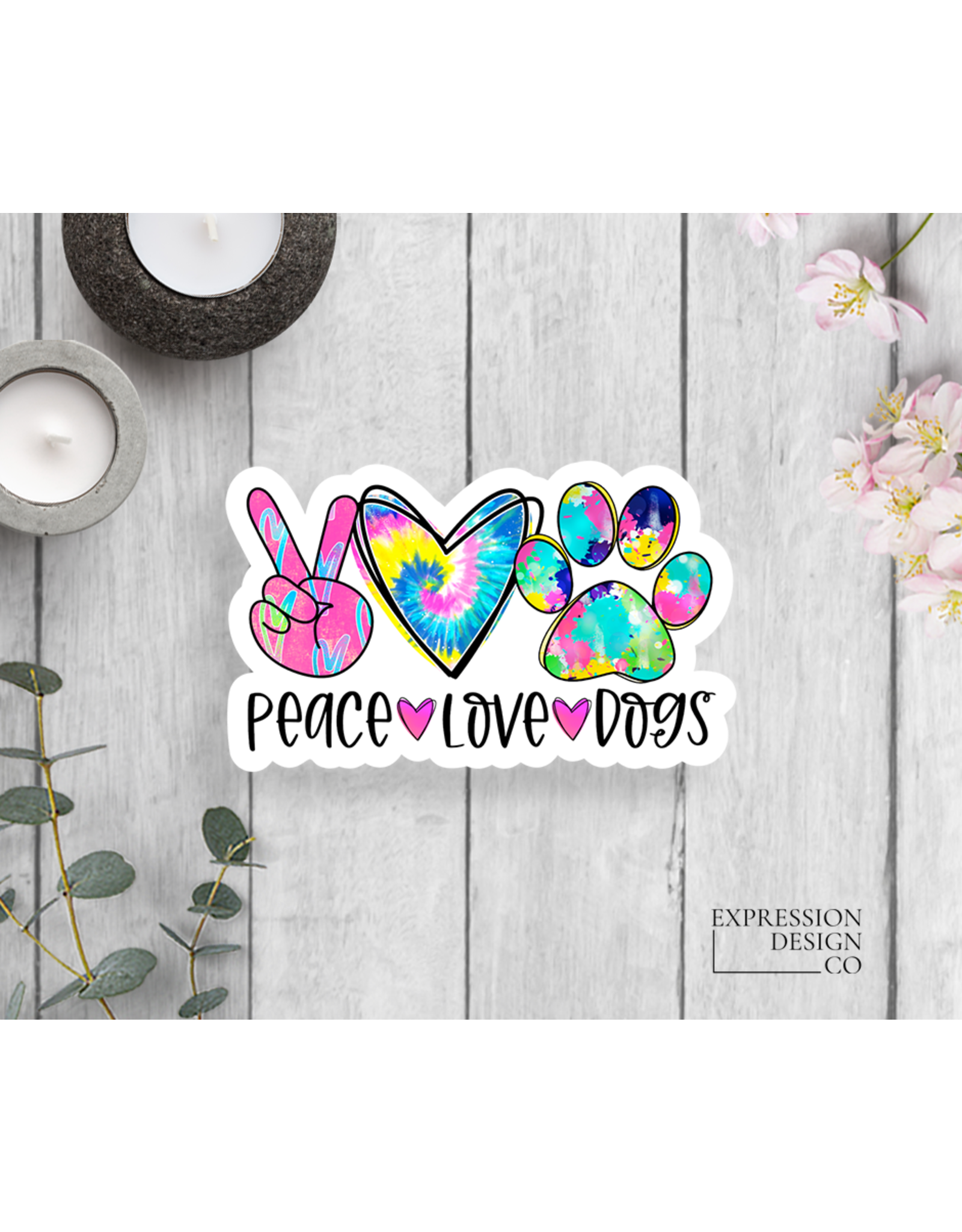 Expression Design Peace Love Dogs Vinyl Sticker