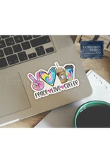 Expression Design Peace Love Coffee Vinyl Sticker