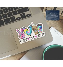 Expression Design Peace Love Coffee Vinyl Sticker