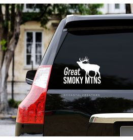 Coastal Creations Great Smoky Mountains Elk Vinyl Sticker Decal (White)