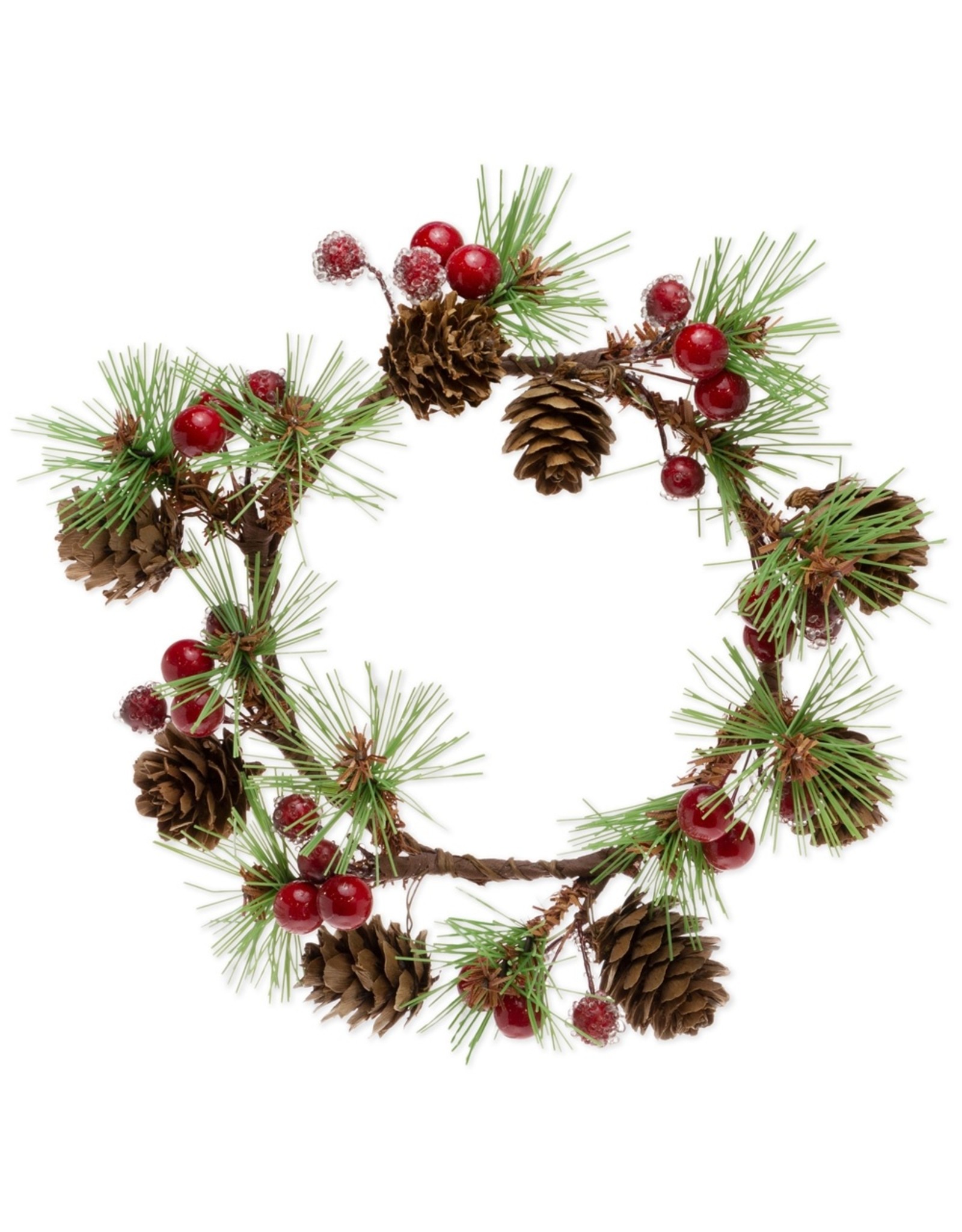 8" Dia Candle Ring Red Berries & Pine