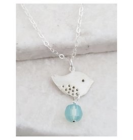 Sosie Jewelry Silver Spotted Bird Pacific Opal Necklace