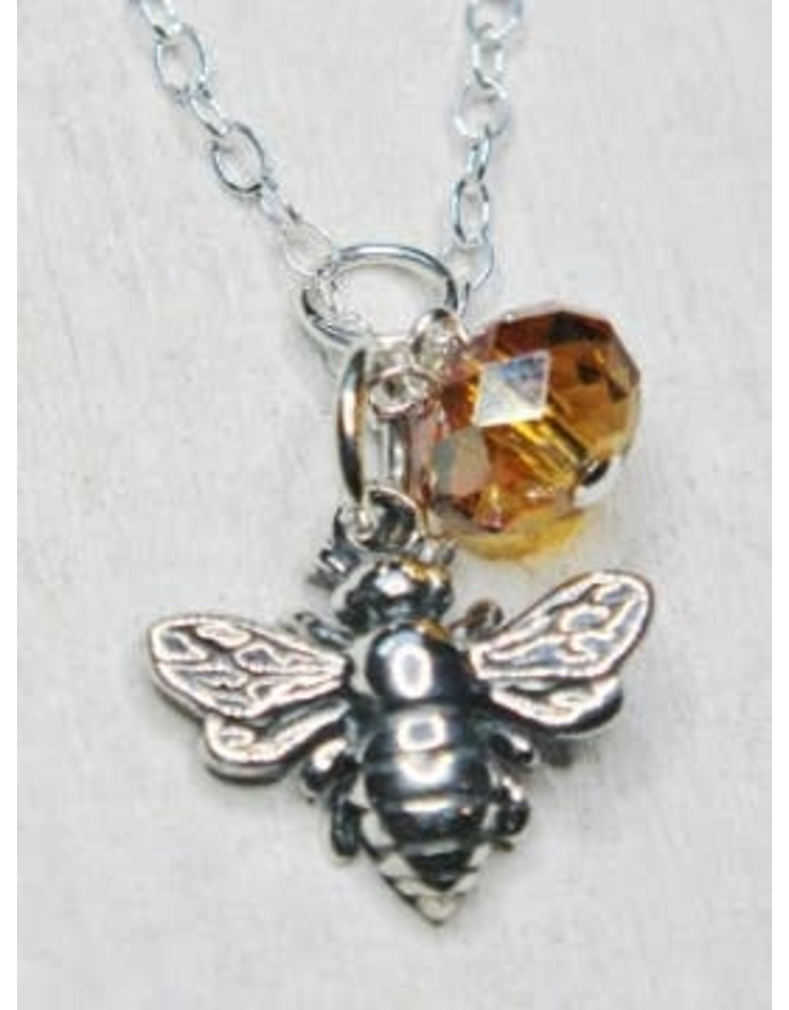 New Silver 18 Inch Cubic Zirconia Manchester Bee Necklace