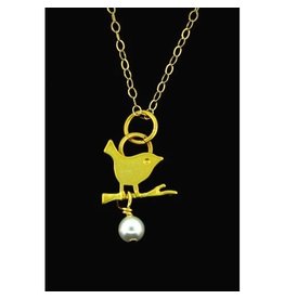 Sosie Jewelry Gold Pearl Crystal Little Birdie Necklace