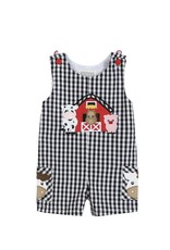 Black Gingham Barn Scene Overalls