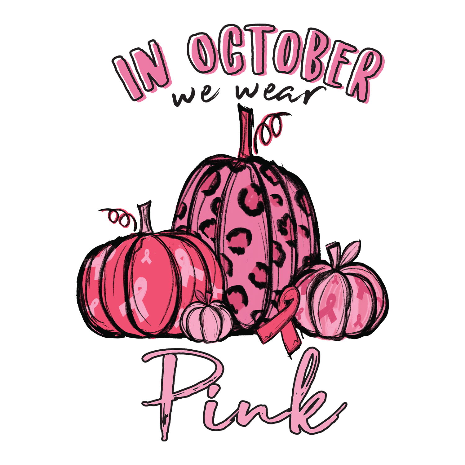 Breast Cancer Awareness Pumpkins Transfer - Texas Vinyl & Print