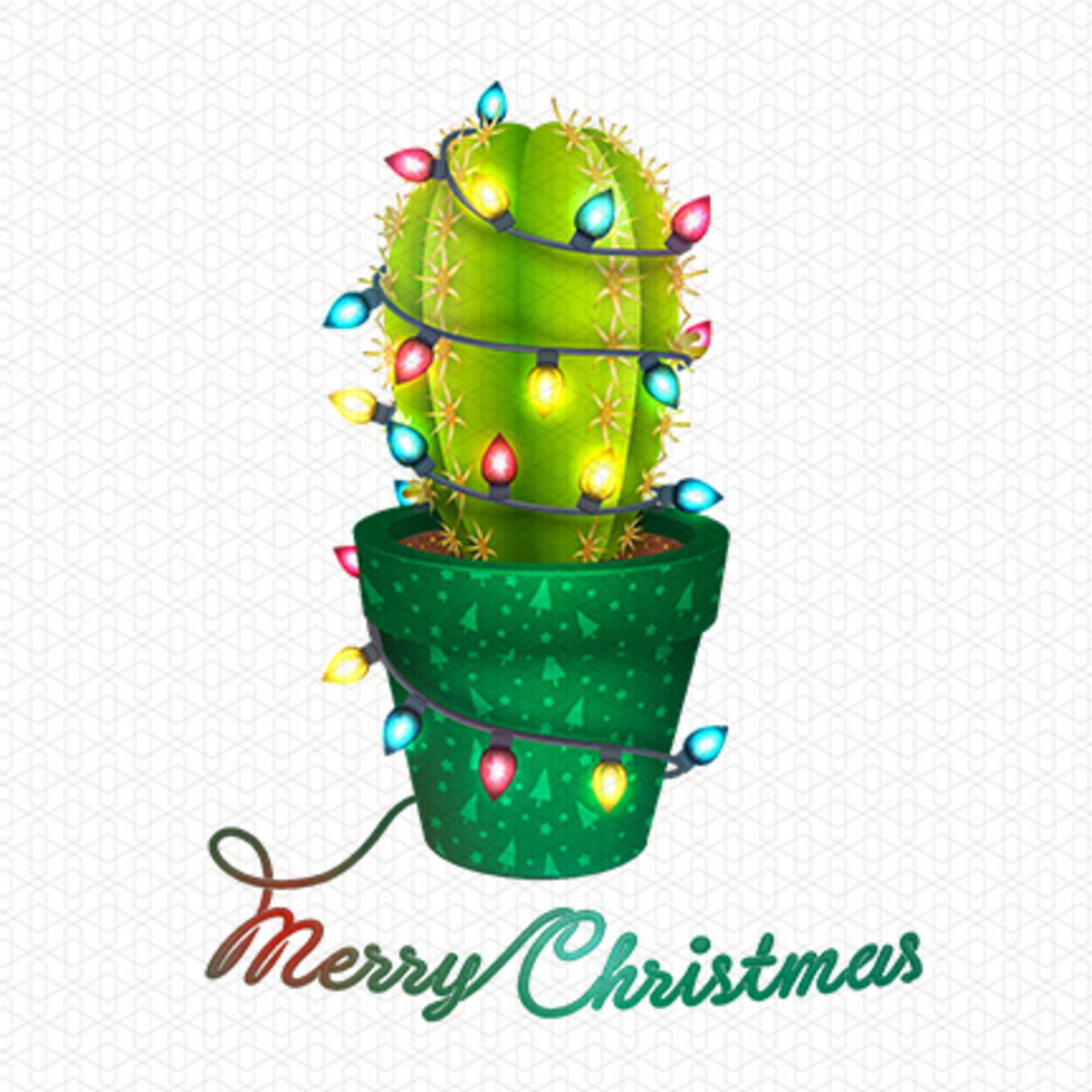 Merry Christmas Cactus Transfer