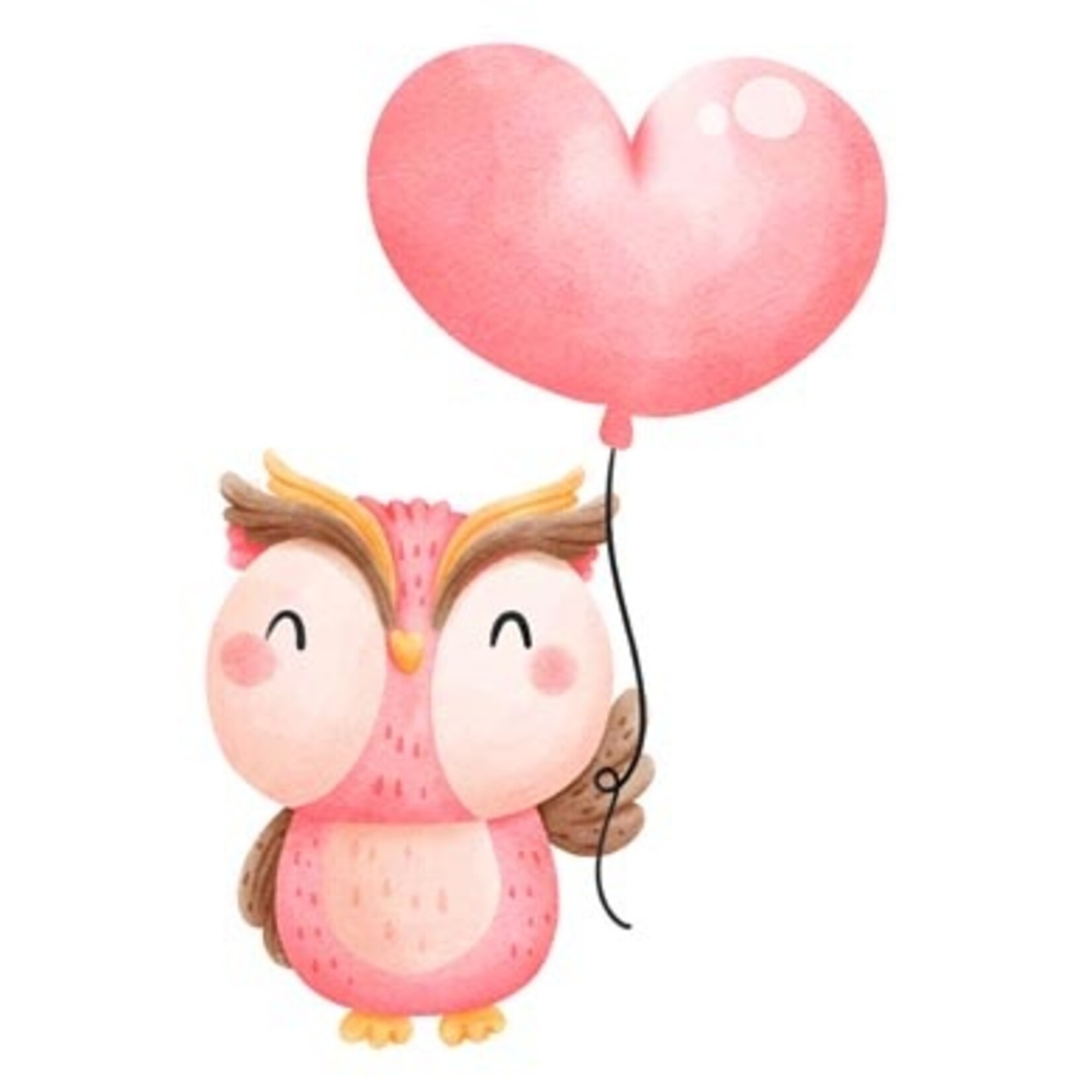 TVD Valentine's Pink Owl with Heart Balloon Transfer