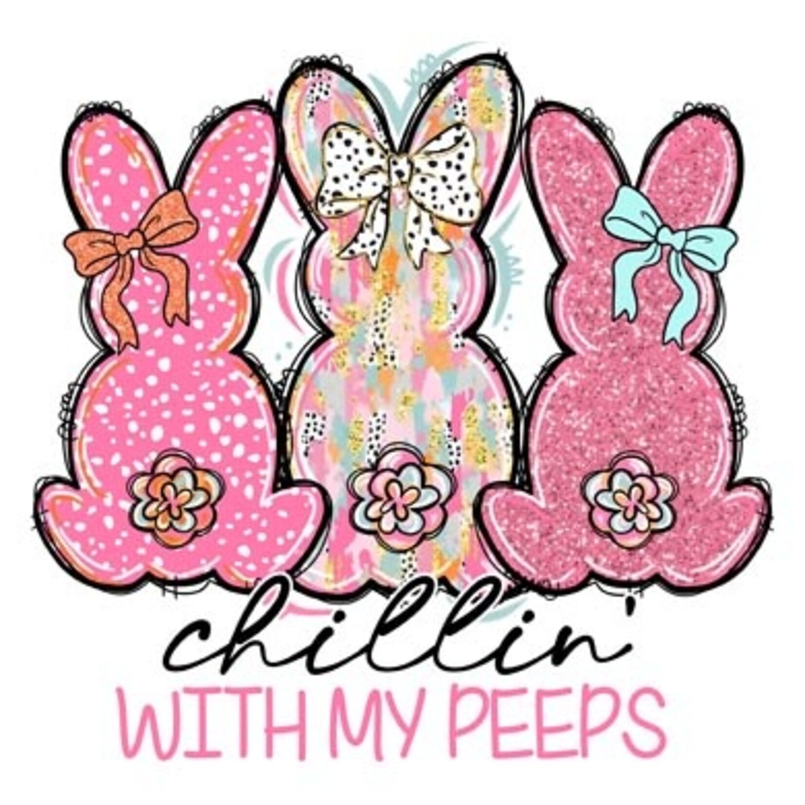 Chillin with my Peeps Bunny Trio Easter Transfer