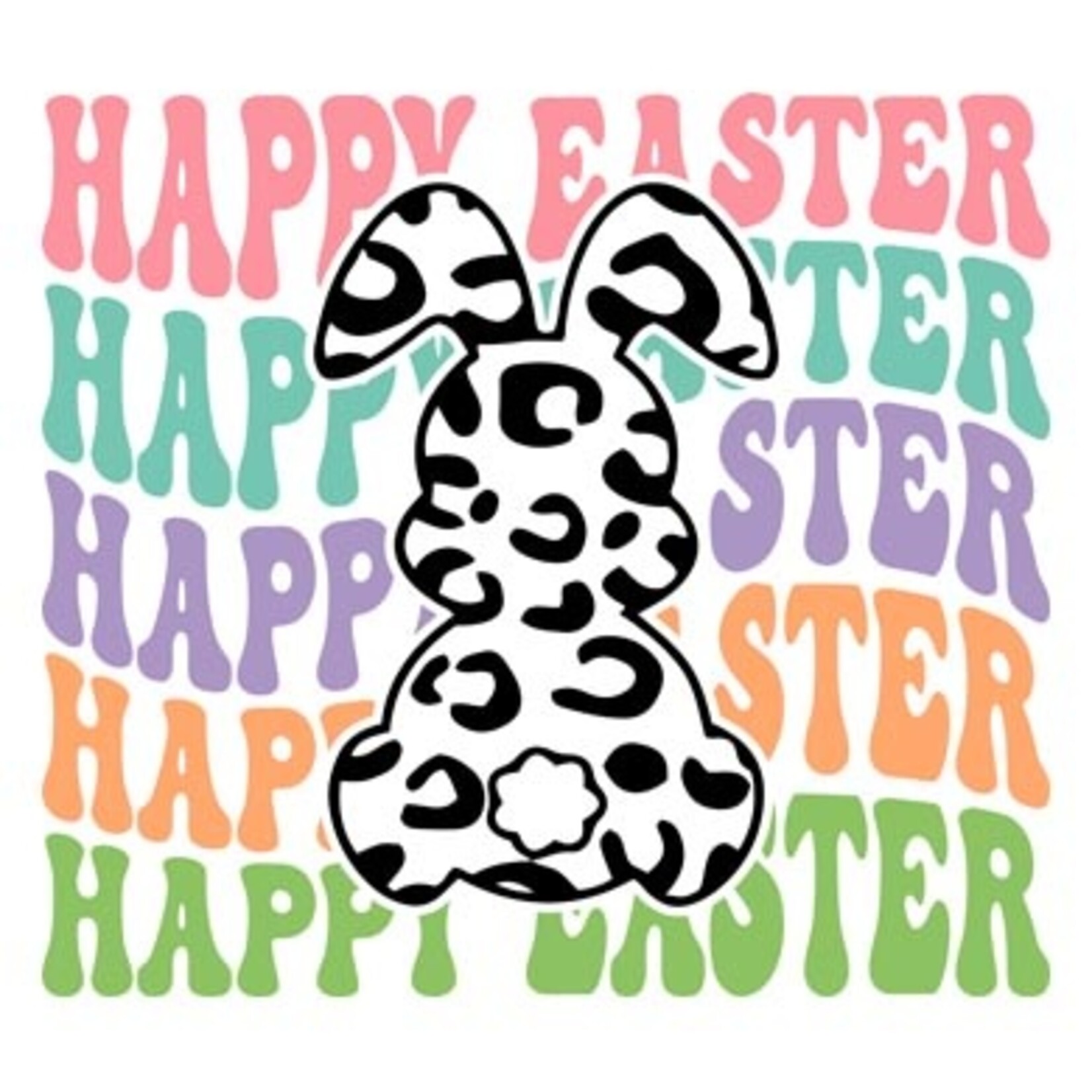 Happy Easter Leopard Bunny Transfer