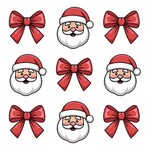 3 x 3 Santas and Bows Transfer
