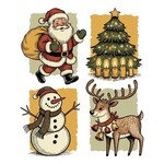 4 Panel Retro Christmas 2 x 2 Transfer