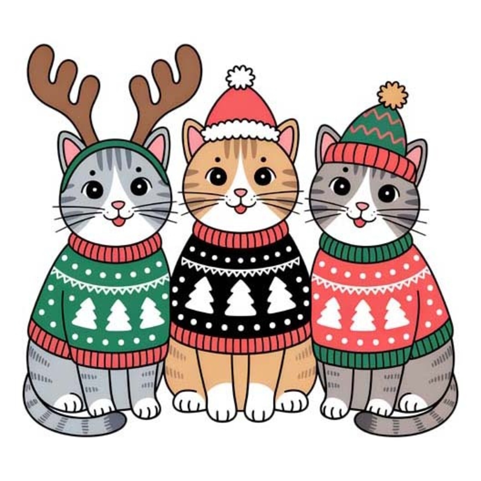 Christmas Cat Trio Transfer