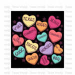 Texas Themed Candy Hearts Transfer